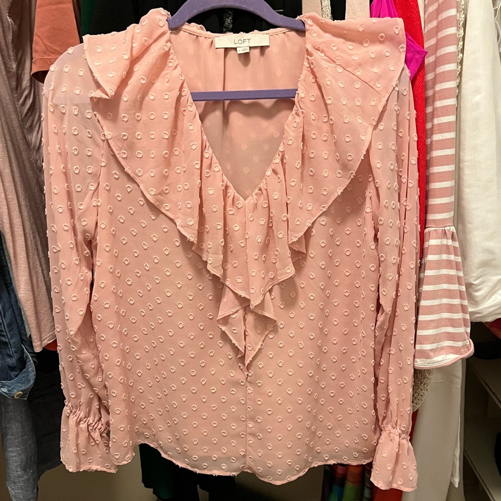 Loft Ruffled V-Neck Blouse